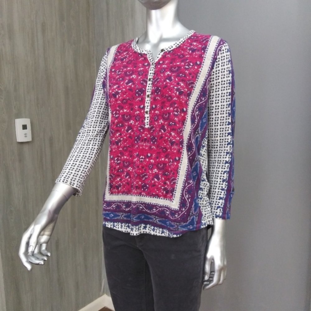 Lucky Brand Long Sleeve Boho Top, sz M